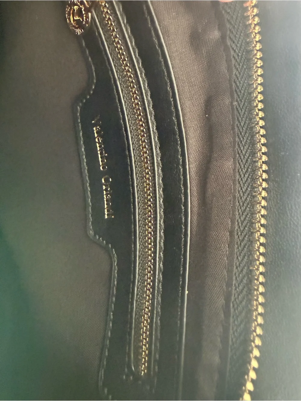 Valentino Orlandi Black Quilted Crossbody with Gold Chain
